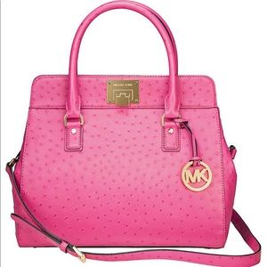 Michael Kors Astrid Pink Ostrich Satchel